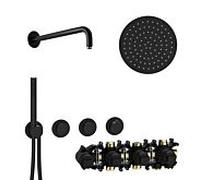 Herzbach MODUL7 PUSH set de thermostat P-RB250 70.702713.1.12 bras mural douche à effet de pluie 250mm noir mat