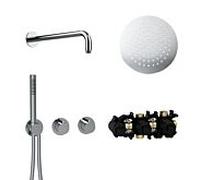 Herzbach MODUL7 ensemble thermostatique T-RB250 70.702711. 2000 .01 bras mural douche à effet de pluie 250mm chromé