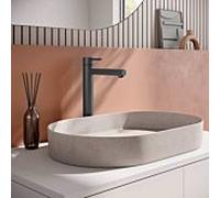 Herzbach Siro taille XL mitigeur lavabo 30.120420.3.06 avec tige surélevée, sans garniture de vidange , gris mat