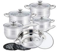 Herzberg – Batterie de cuisine HG1242-IX – 12 pièces en acier inoxydable