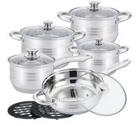 Herzberg – Batterie de cuisine HG1242-IX – 12 pièces en acier inoxydable