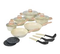 Herzberg Batterie de Cuisine 15 Pièces Aluminium Forgé HGWDBEJ15, Beige