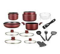 Batterie de cuisine revêtement pierre avec manche amovible 17 pièces bordeaux Herzberg HG8055-BR