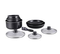 Herzberg Batterie de cuisine HG5000-BK revêtement pierre, manche amovible, 10 pièces noir