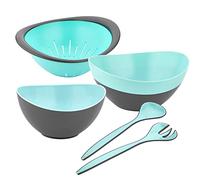 Herzberg Ensemble de bol à mélanger 5 pièces HGL493 | tailles variées, emboîtables, sans BPA, gain de place, pour préparation et service, faciles à nettoyer