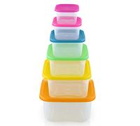 Herzberg Ensemble de Contenants Carrés 6 en 1 HGSFS6N1, Hermétique | hermétique, empilable, sans BPA, gain de place, pour conservation des aliments