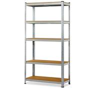 Herzberg Étagère Garage 5 Tablettes Acier Galvanisé Charge Lourde HG8027 | assemblage rapide, tablettes réglables, résistante à la corrosion, rangement atelier et cave, structure renforcée