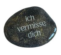 Herzmensch Pierre commémorative élégante « Ich vermisse Dich » - Design Andrea Zrenner - Véritable galet de rivière naturel fini à la main - Pierre de condoléances résistante aux intempéries et au gel
