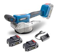 HERZO 20V Machine Vibrante Carrelage, Vibreur Carrelage Manuel Machine à Carrelage Ventouse Carrelage Electrique 12 Vitesses Réglable pour Sol Carrelage mur avec affichage numérique (2 × Batteries)