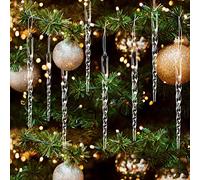 HERZWILD 30Pcs Stalactites Sapin Noël Glaçon Ornement Suspendu en Acrylique, Décoration de Noël en Forme de Stalactites en Acrylique