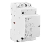 Heschen Contacteur AC domestique, CT1-25, 4 pôles quatre normalement ouverts, tension de bobine AC/DC 24 V, support de rail DIN 35 mm