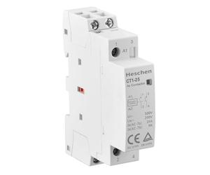 Heschen Contacteur alternatif de ménage, CT1-25, 2 Pole deux normalement ouvert, AC 220V/230V Tension de bobine, 35 mm DIN sur rail (1)