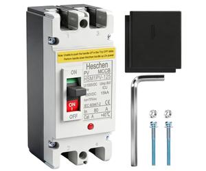 Heschen Disjoncteur DC à boîtier moulé MCCB, 2 Pôles, DC550V, Disjoncteur Photovoltaïque, pour Système Solaire PV Panneaux Solaires Système de Grille (80A,HSM1PV-125)