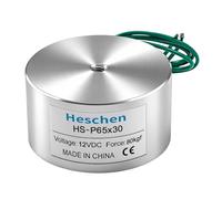 Heschen Électroaimant électromagnétique P65/30, OD 65 mm, DC 12V 13W, 80 kg | Électroaimant de maintien CC, solénoïde de levage à ventouse, outil de maintien de cadre en métal, pièces de convoyeur
