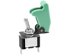 Heschen Interrupteur à bascule en métal Flick Flip, 12V 20A, SPST, ON/OFF 2 positions, 2 broches, avec capuchon étanche (Vert)