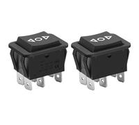 Heschen Interrupteur à Bascule Momentané DPDT 6 Broches KCD2 Noir 2 Pièces | 16A 250V CA, (ON)-OFF-(ON), trou 28,5x22mm. Pour auto, bateau et électroménager. Bornes laiton 6,3mm, certifié CE et CQC