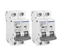 Heschen Lot de 2 disjoncteurs miniatures DC HSB6C-DC, 2 pôles, DC500V 16A, Disjoncteur de puissance photovoltaïque, pour système photovoltaïque solaire, panneaux solaires, système de treillis (16A)