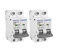Heschen Lot de 2 disjoncteurs miniatures DC HSB6C-DC, 2 pôles, DC500V 20A, Disjoncteur de puissance photovoltaïque, pour système photovoltaïque solaire, panneaux solaires, système de treillis (20A)