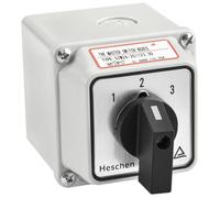 Heschen Sélecteur de came rotatif universel, SZW26-20/123.3D, 660V 20A, 3 positions, 3 phases, 12 bornes, CE, avec interrupteur principal dans la boîte extérieure LW28-20/4