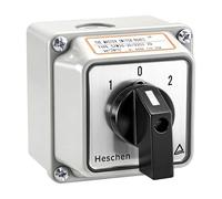 Heschen Sélecteur de came rotatif universel, SZW26-20/D202.2D, 660V 20A, ON-OFF-ON, 3 positions 2 phases 8 bornes, avec interrupteur principal boîtier extérieur (Boîte standard)