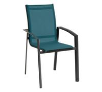 Fauteuil de jardin empilable AXANT Bleu canard / Graphite Aluminium traité époxy, Texaline Hespéride