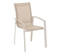 HESPERIDE - Fauteuil de Jardin Empilable Axant Lin et Argile Anti-Rouille Texaline Léger Facile à Ranger Mobilier d'Aménagement pour Terrasse Balcon