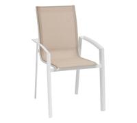 Fauteuil de jardin empilable AXANT Lin / Blanc Aluminium traité époxy, Texaline Hespéride
