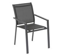 Fauteuil de jardin empilable ESSENTIA Anthracite / Graphite Aluminium traité époxy, Texaline Hespéride