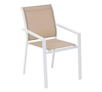 Hespéride - Fauteuil de Jardin Empilable Essentia Lin et Blanc - Aluminium Anti-Rouille Texaline - Mobilier Extérieur Terrasse Balcon