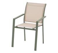 Fauteuil de jardin empilable ESSENTIA Lin / Vert laurier Aluminium traité époxy, Texaline Hespéride