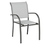 Hespéride Fauteuil de jardin empilable Piazza Aluminium traité époxy, Texaline Galet/Graphite