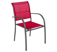 HESPERIDE - Fauteuil de Jardin Empilable Piazza Grenade et Graphite - Aluminium Anti-Rouille - Mobilier d'Extérieur Terrasse Balcon