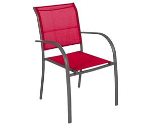 HESPERIDE - Fauteuil de Jardin Empilable Piazza Grenade et Graphite - Aluminium Anti-Rouille - Mobilier d'Extérieur Terrasse Balcon
