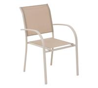 Fauteuil de jardin empilable PIAZZA Lin Argile Aluminium traité époxy, Texaline Hespéride