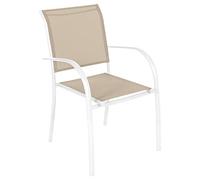 Fauteuil de jardin empilable ""Piazza"" lin & blanc en aluminium traité époxy - Hespéride