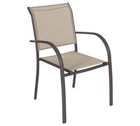 Fauteuil de jardin empilable PIAZZA Lin Tonka Aluminium traité époxy, Texaline Hespéride
