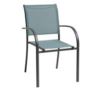 Hespéride - Fauteuil de Jardin Empilable Piazza Vert Jade et Graphite - Aluminium Anti-Rouille - Mobilier d'Extérieur Terrasse Balcon