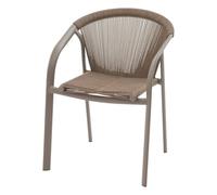 HESPERIDE - Fauteuil de Jardin Empilable Riu Cappucino et Café Anti-Rouille Tissu Déperlant Coussins Déhoussables Mobilier pour Terrasse Balcon