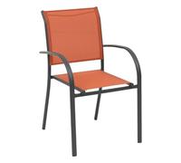 Hespéride – Fauteuil de jardin empilable PIAZZA Ambre Graphite – Aluminium traité époxy, Texaline