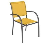 Hespéride Fauteuil jardin empilable Piazza Aluminium traité époxy, Texaline Jaune moutarde/Graphite