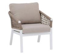 Fauteuil de salon jardin ORIENGO Taupe Blanc Aluminium traité époxy, Acrylique, Polyester Hespéride