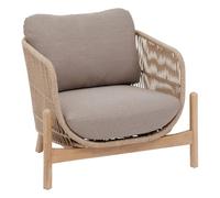 Hespéride - Fauteuil de Salon Jardin deona - Taupe et Acacia Coussins Déperlants Déhoussables Mobilier d'Aménagement pour Jardin, Terrasse, Balcon