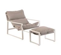 Fauteuil relax de jardin LAMBINIO Blanc Gris clair Aluminium traité époxy - Oléfine Hespéride