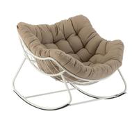 Hespéride - Fauteuil Œuf à Bascule Paopao Beige et Blanc - Acier Époxy Anti-Rouille - Coussin Capitonné Ultra Moelleux - Extérieur Jardin Terrasse - 96x109x83 cm