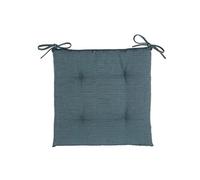 Hespéride Galette de Chaise 4 Points - 40 x 40 x 4 cm - Polyester - Bleu Orage