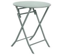 Table de jardin pliante ronde ""Greensboro"" vert olive 2 places en acier traité époxy - Hespéride