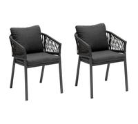 HESPERIDE - Lot de 2 Fauteuils de Jardin Oriengo Anthracite & Graphite
