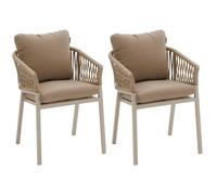 Lot de 2 fauteuils jardin ORIENGO Beige Argile Aluminium, Mailles tressées, Polyester Hespéride