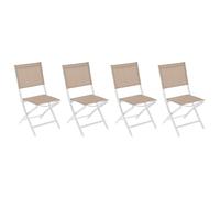 Lot de 4 chaises jardin pliantes ESSENTIA Lin Blanc Aluminium traité époxy, Texaline Hespéride