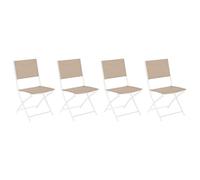 HESPERIDE - Lot de 4 Chaises de Jardin Pliantes Modula Blanc Lin - Acier Traité Epoxy Texaline - Dim 46 x 52 x 87 cm - Meuble d'Extérieur Pliable